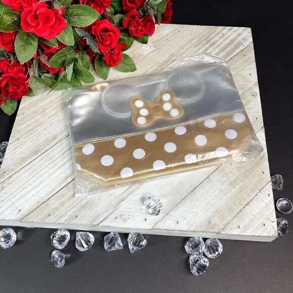 Minnie Mouse Cosmetic Bag Polka Dot Bow Wristlet Make Up Tote Travel Purse - Picture 3 of 14